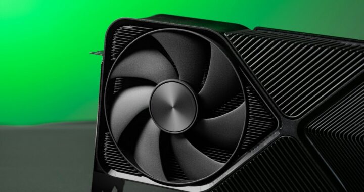 A close up of a computer fan on a table