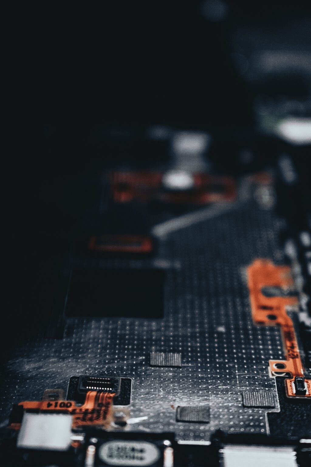 Close-up of electronic circuit board with microchips