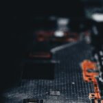 Close-up of electronic circuit board with microchips