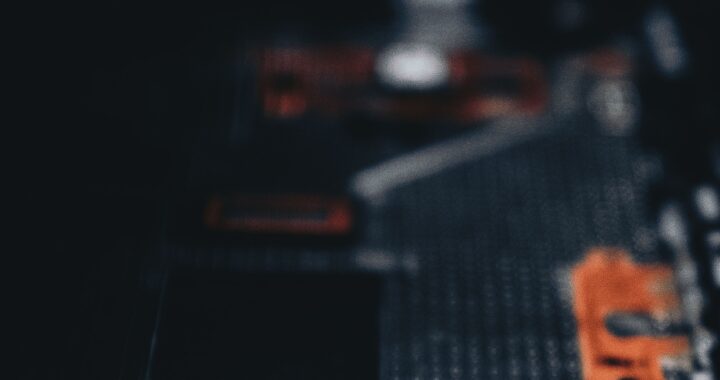 Close-up of electronic circuit board with microchips