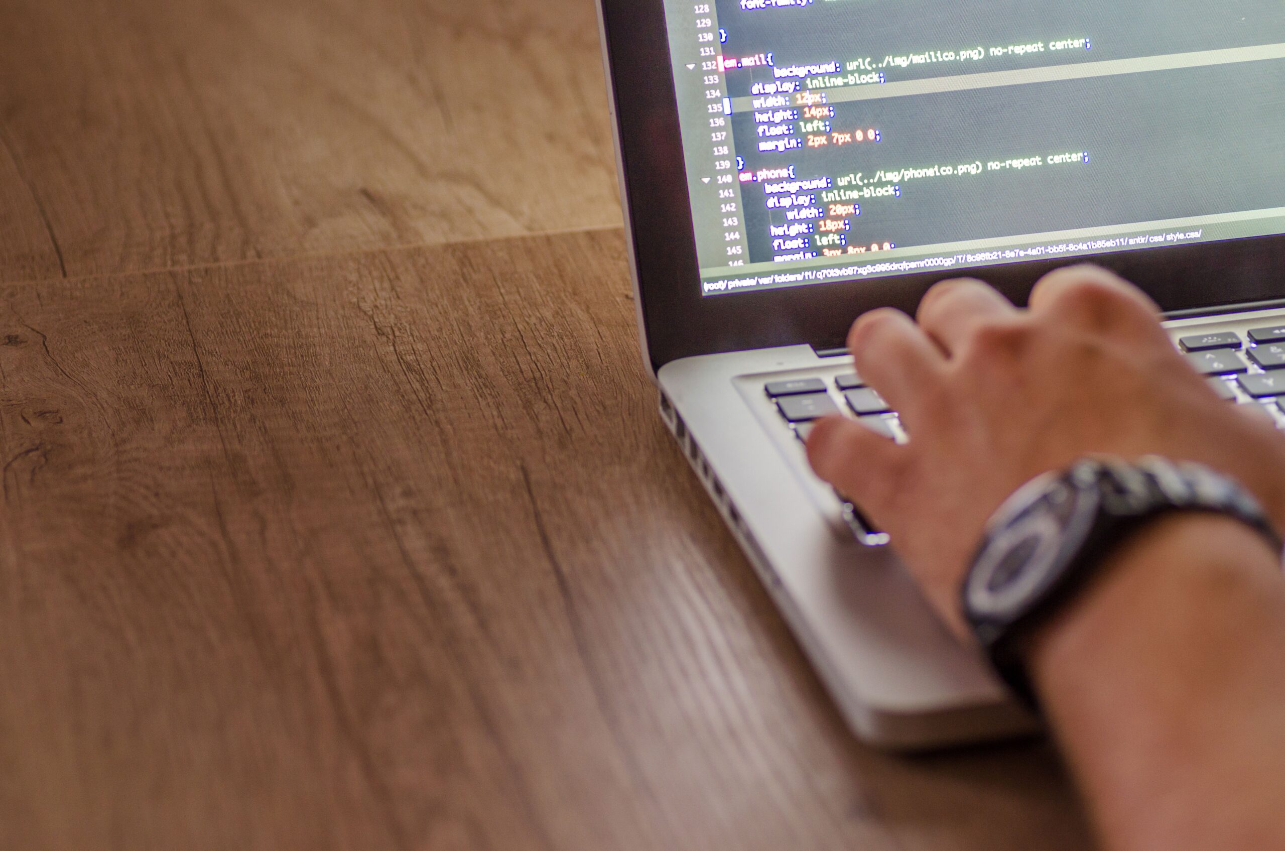 Programming application on laptop screen