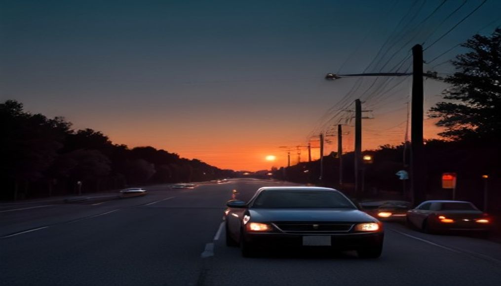 AI-generated photo of a roadside license-plate reader camera on a pole overlooking a Texas highway at dusk