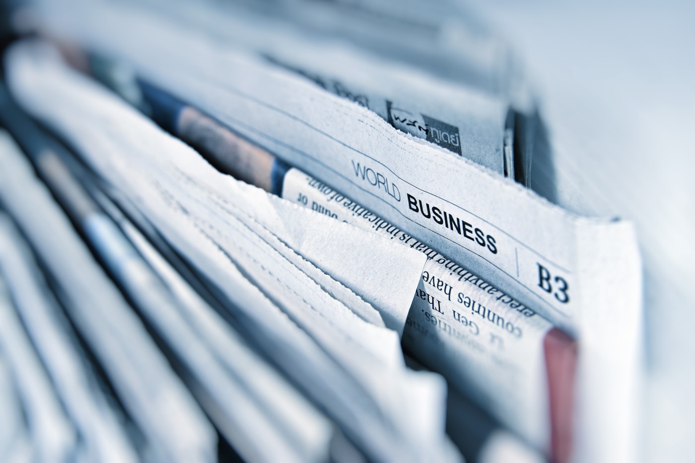 Stack of newspapers on a table