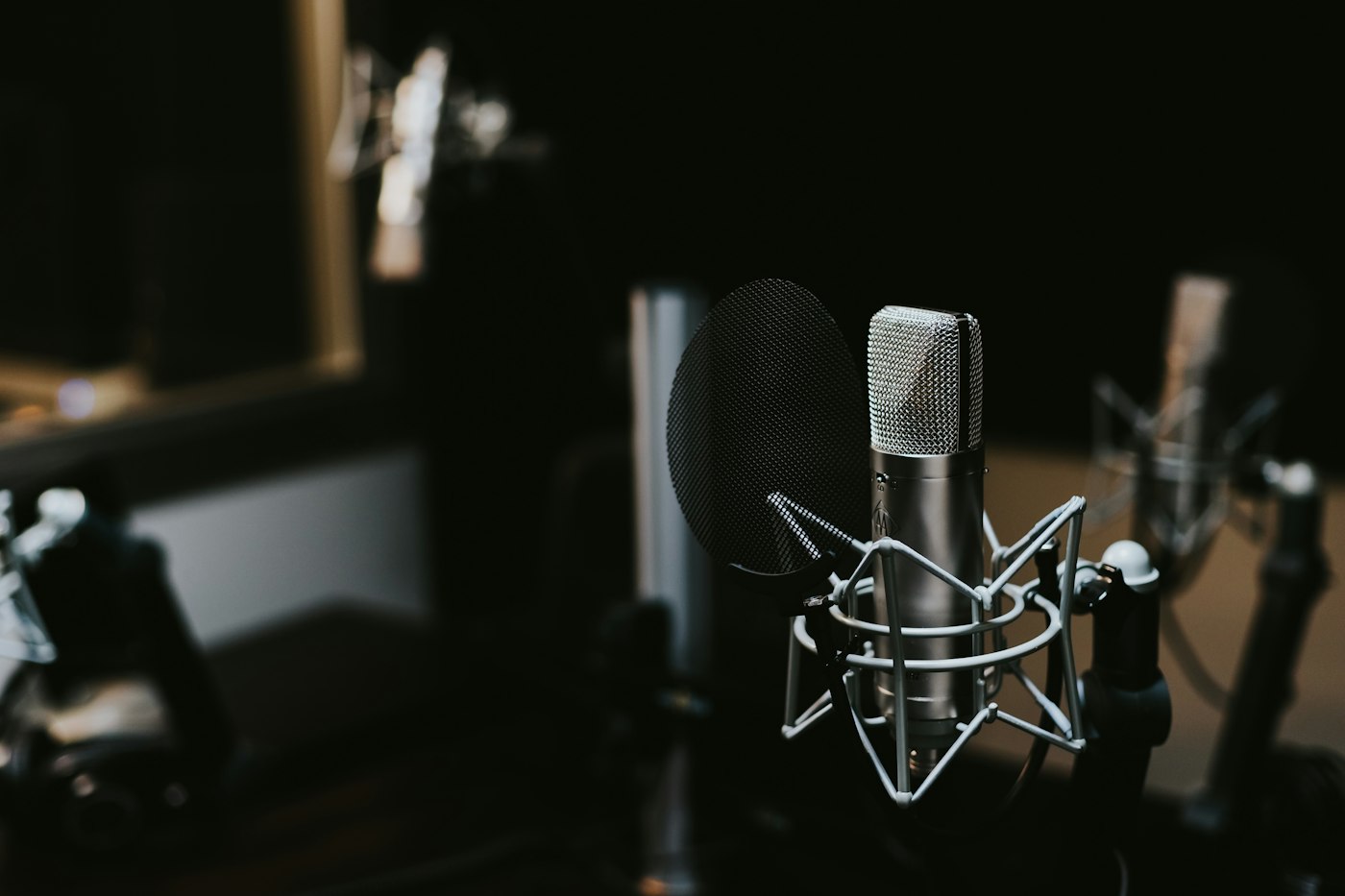 Vintage microphone representing voice technology